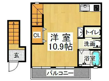 クレルリヴィエールII(ワンルーム/2階)の間取り写真