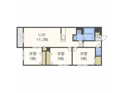 システムコート大谷地(3LDK/2階)の間取り写真