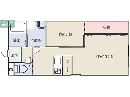 PRESTIGE OKU(1LDK/1階)の間取り写真
