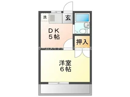 向坂ハイツ(1DK/2階)の間取り写真