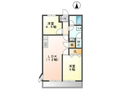エクセル富貴ノ台(2LDK/2階)の間取り写真