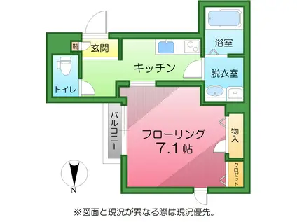 ボヌール王子(1K/2階)の間取り写真