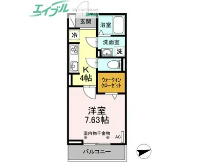 HOPE(ワンルーム/3階)の間取り写真