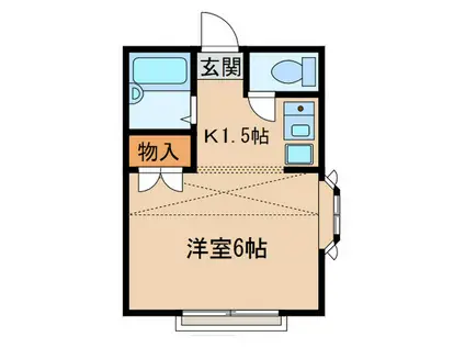 ウェルメイドII(1K/1階)の間取り写真