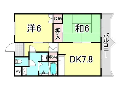 コンフォート南塚口PII(2DK/3階)の間取り写真