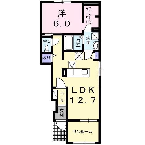 LAKI I(1LDK/1階)の間取り写真