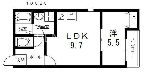 コンフォール道明寺駅西(1LDK/1階)の間取り写真