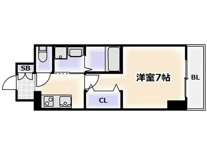 アーバンパーク田辺(1K/9階)の間取り写真