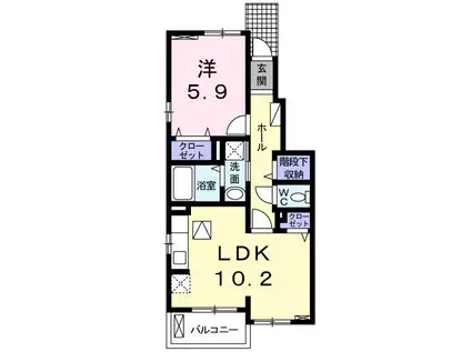 エスポワールB(1LDK/1階)の間取り写真