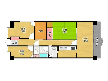 枚方パークハウス(3LDK/2階)の間取り写真
