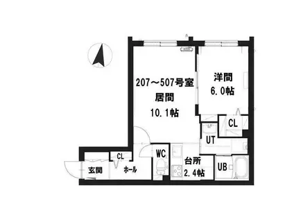 グランメール 北18条駅(1LDK/3階)の間取り写真