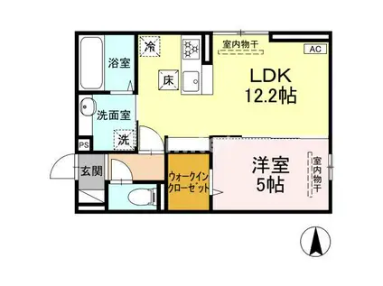 D-ROOM西長瀬(1LDK/1階)の間取り写真
