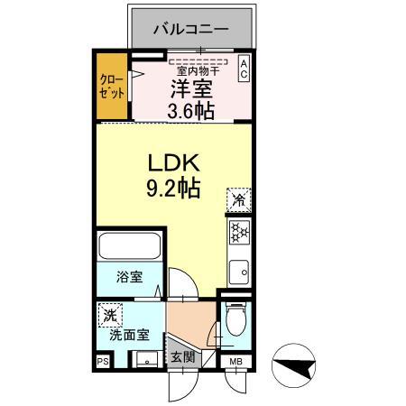 E-COMFORT FLAT(1LDK/3階)の間取り写真
