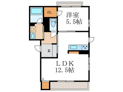 リバティスクエアII(1LDK/3階)の間取り写真