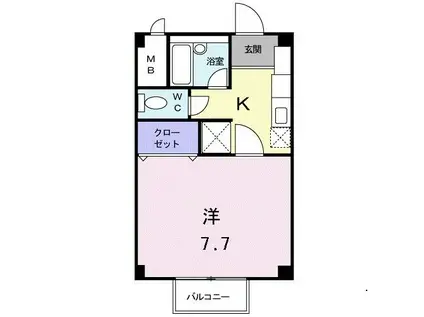 エスポワール由布(1K/1階)の間取り写真