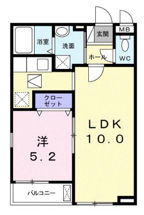 フルー リール(1LDK/2階)の間取り写真