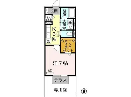 エミネンス豊岡(1K/1階)の間取り写真