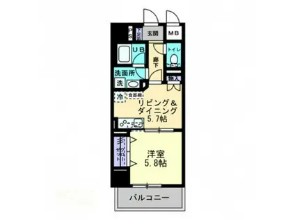 エルドラード常磐町(1DK/9階)の間取り写真