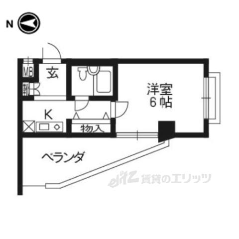 DETOM-1一条通(1K/3階)の間取り写真