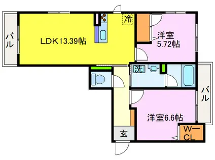 シャーメゾン ヴェール・フォーレ(2LDK/3階)の間取り写真