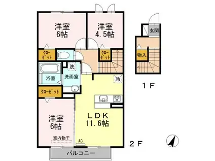 ベルデュール(3LDK/2階)の間取り写真