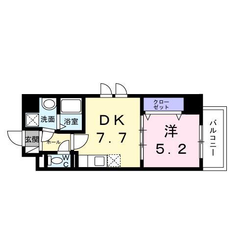 ウィングコート天王寺(1DK/4階)の間取り写真
