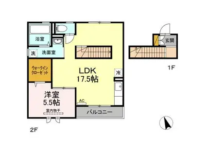 ロイヤルテラス(1LDK/2階)の間取り写真