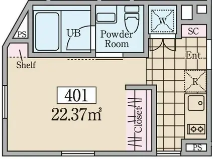 REVE RESIDENCE 中野坂上II(ワンルーム/4階)の間取り写真