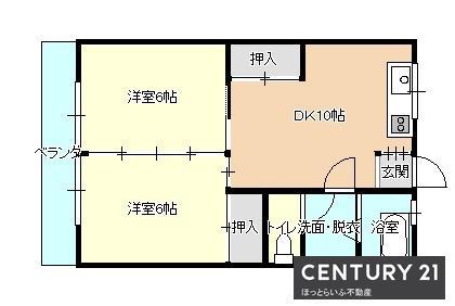 フローラルTANAKA(2DK/1階)の間取り写真