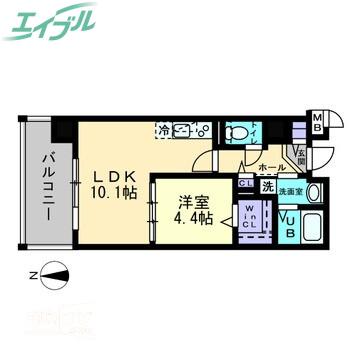 ハアラン国体町(1LDK/9階)の間取り写真
