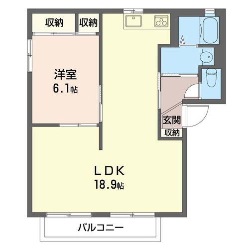 グランドゥールS・A(1LDK/2階)の間取り写真