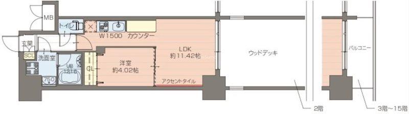 プレジオ鎗屋町(1LDK/2階)の間取り写真