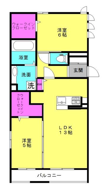 シャルムソレイユIII番館(2LDK/1階)の間取り写真