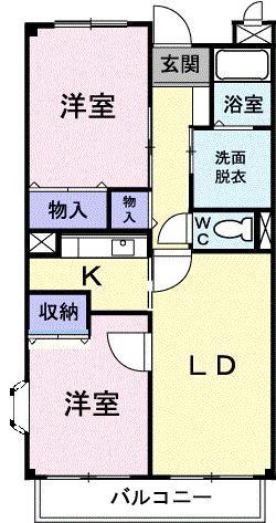 グランデオス(2LDK/2階)の間取り写真