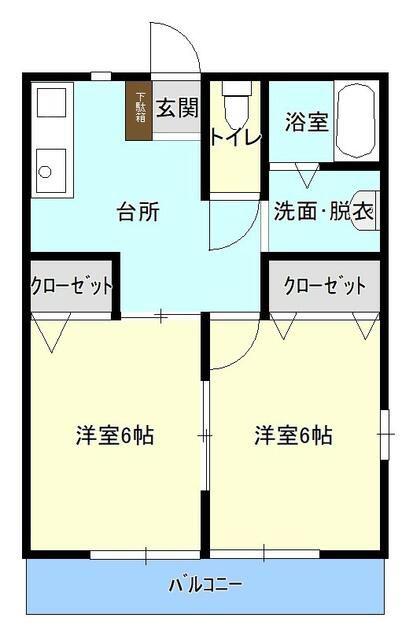 ハイラル弐番館(2K/1階)の間取り写真