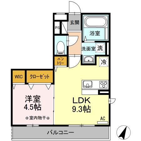 サンディアル原田(1LDK/3階)の間取り写真