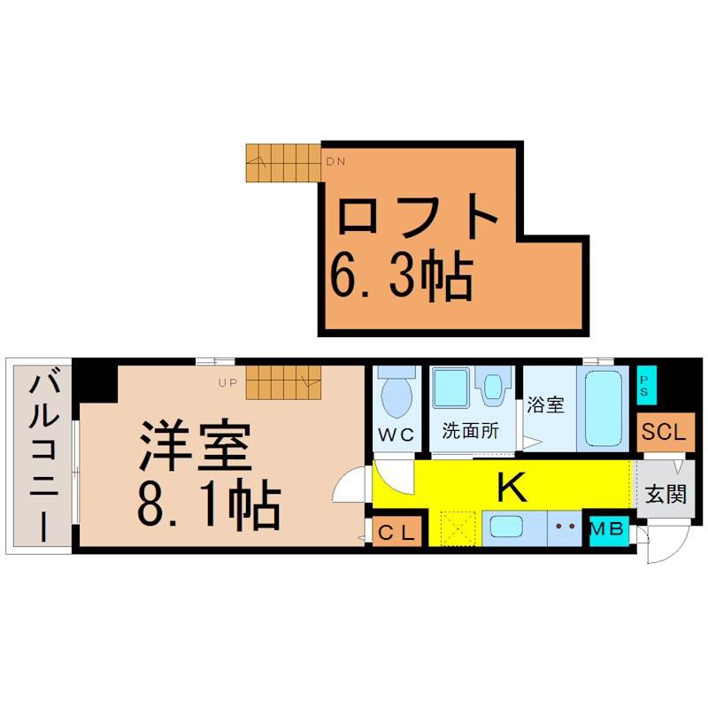 GSTYLE栄東(1K/4階)の間取り写真