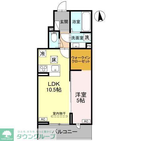 草加市氷川町PJIV A(1LDK/1階)の間取り写真