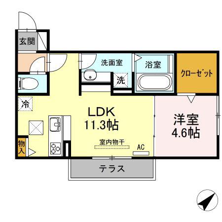 アメニティ橋口(1LDK/1階)の間取り写真