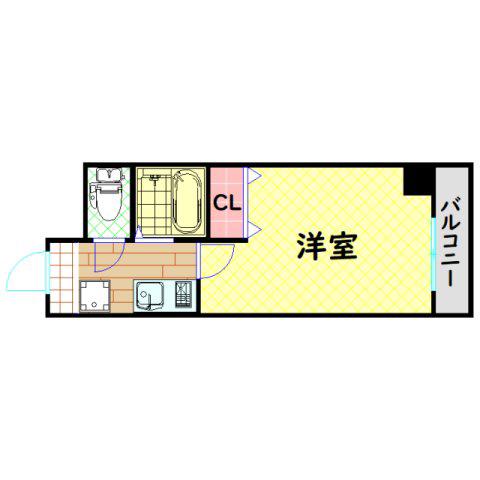 グランディール阪南町II番館(1K/4階)の間取り写真