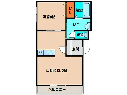 グランディスリーオII(1LDK/1階)の間取り写真