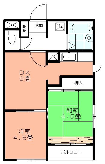 さくらハイツ都立家政(2DK/1階)の間取り写真