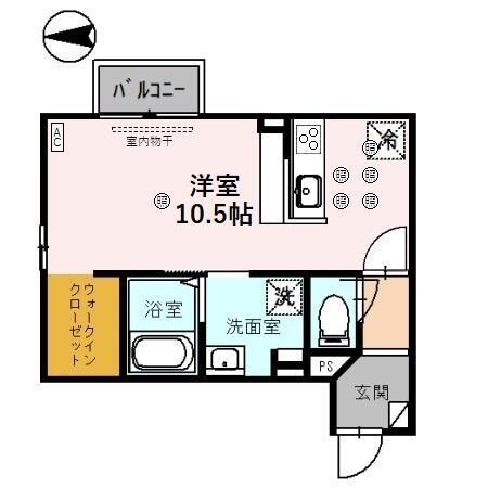 SAKURA(ワンルーム/2階)の間取り写真