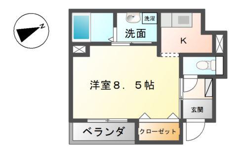 メゾンコンフォース(1K/1階)の間取り写真