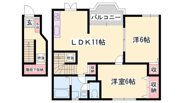 グレイスフルフィールドIV(2LDK/2階)の間取り写真