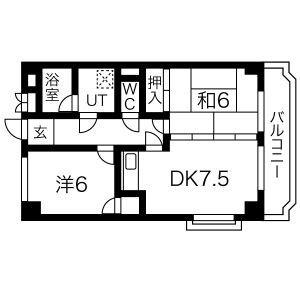 福田マンション(2DK/2階)の間取り写真