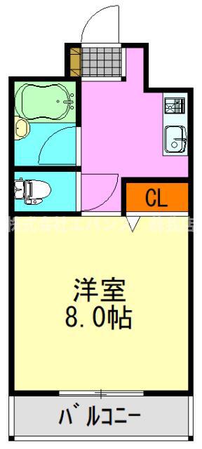 ヒルズオキマンション(1K/3階)の間取り写真