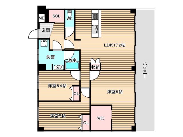 大拓ハイツ10(3LDK/6階)の間取り写真