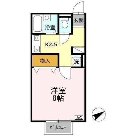 プレミール水主町A(1K/2階)の間取り写真
