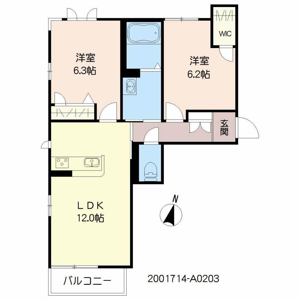 シャーメゾン・アムール(2LDK/2階)の間取り写真